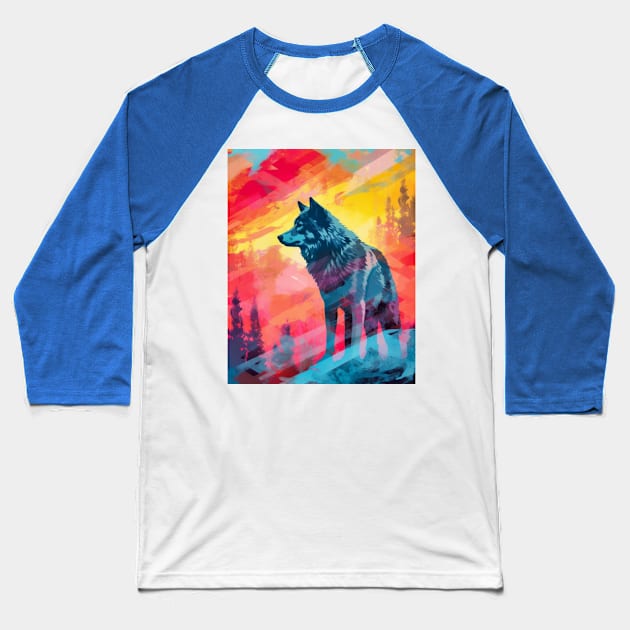 Wild Aura: Majestic Grey Wolf Baseball T-Shirt by Unboxed Mind of J.A.Y LLC 